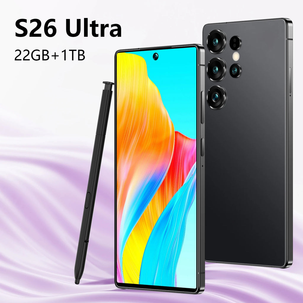 S26 Ultra smartphone featuring a 7.3 inch display, 1TB storage, and 5G dual SIM unlocked connectivity