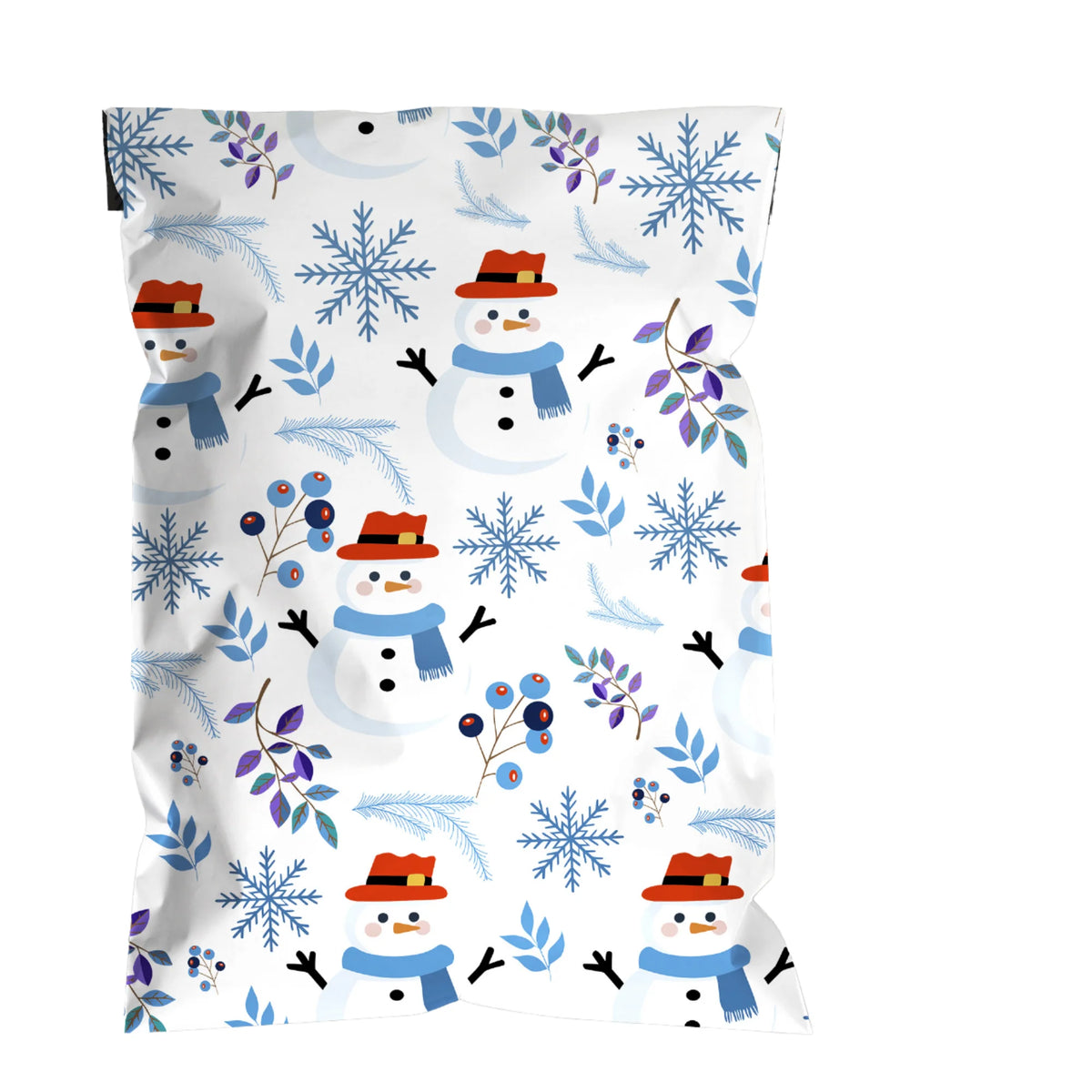 Christmas Snowman Printed Poly 1.5 Mil Thick Waterproof Tear-Resistant Self-Sealing Shipping Bags