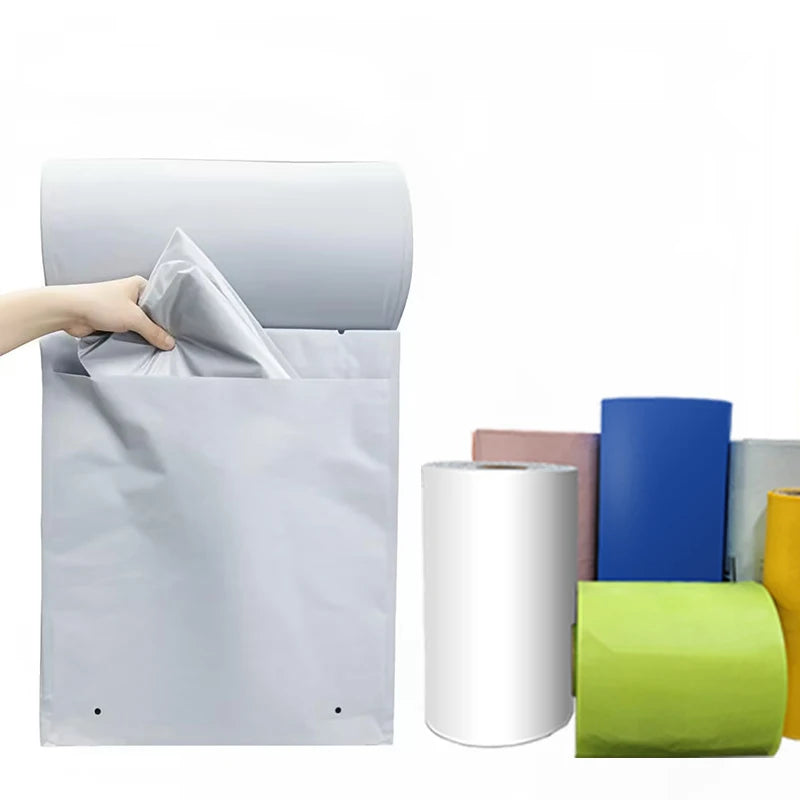 Light gray pre-opened auto roll bag with opened front, waterproof tear-resistant packaging