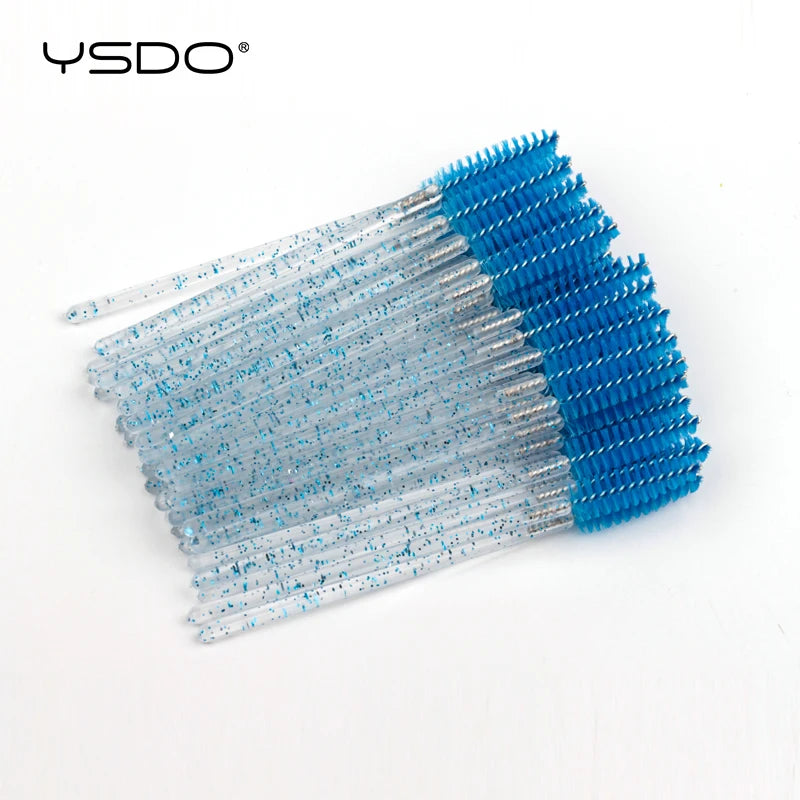 5/50 Pcs Eyelash Brushes False Eye Lashes Extension Tools Eyebrow Brush Mascara Wands Applicator Spoolers Lashes Cosmetic Tool False Eyelashes Crystal Blue Tidesmit