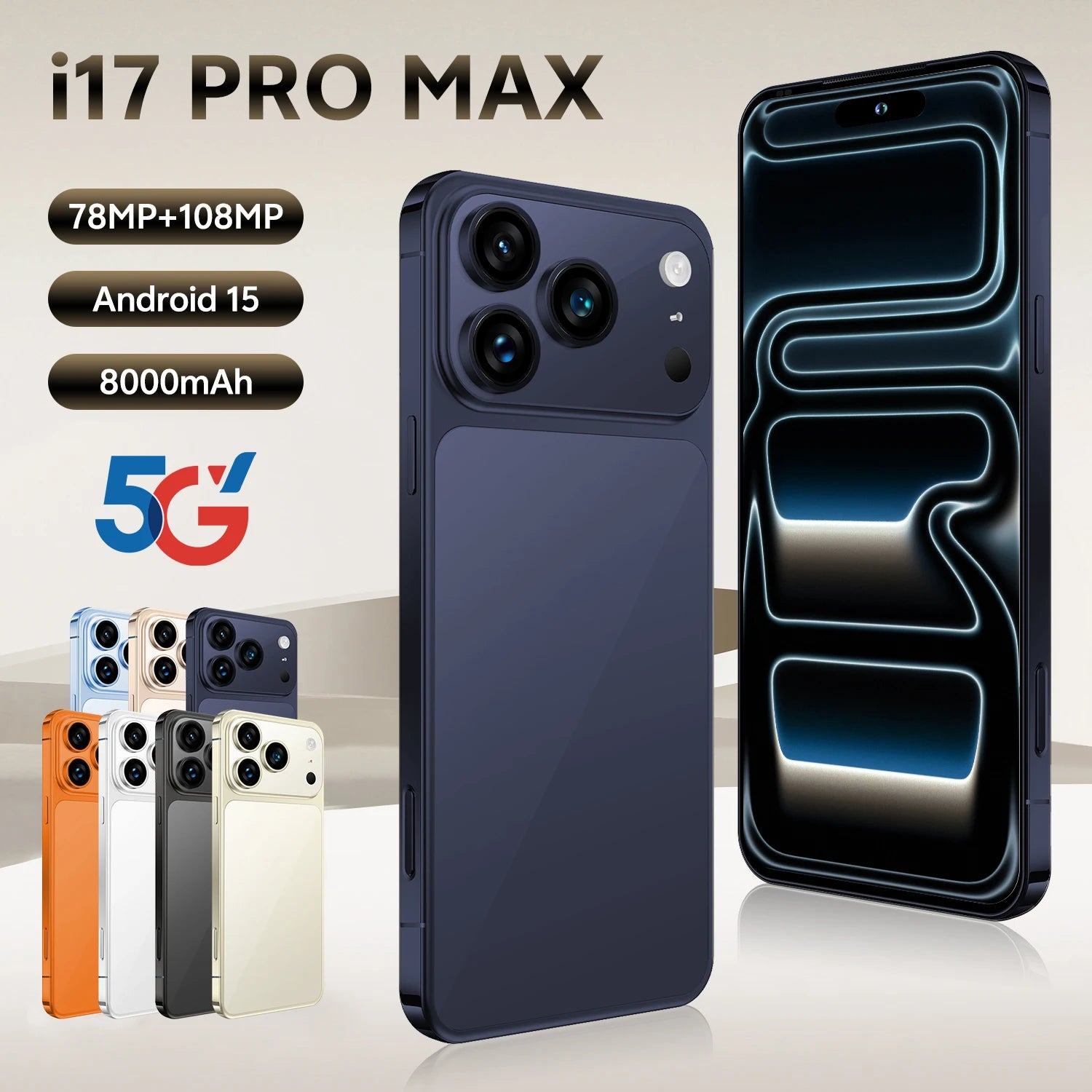 Android 15 Smartphone 1TB 16GB RAM 7.3-Inch AMOLED Unlocked Navy Blue 16g 1TB Tidesmit