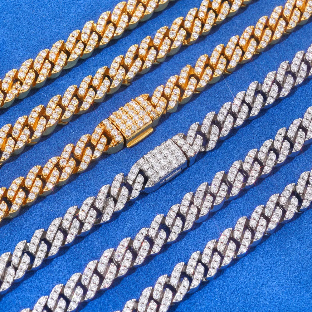 Hot Selling Pass Diamond Tester 5mm Two Rows Pass Diamond Tester Iced Out Hip Hop VVS1 Moissanite Cuban Link Chain Necklace
