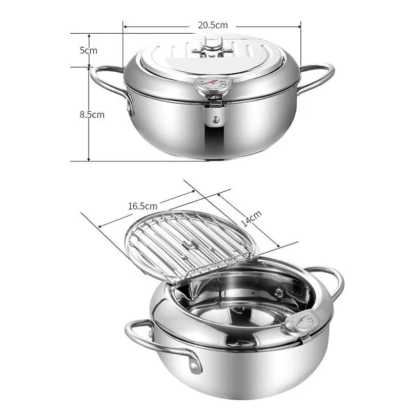 Japanese-Style Tempura Fryer Mini Oil-Saving Deep-Frying Pot Household Small Fryer with Special Temperature Control