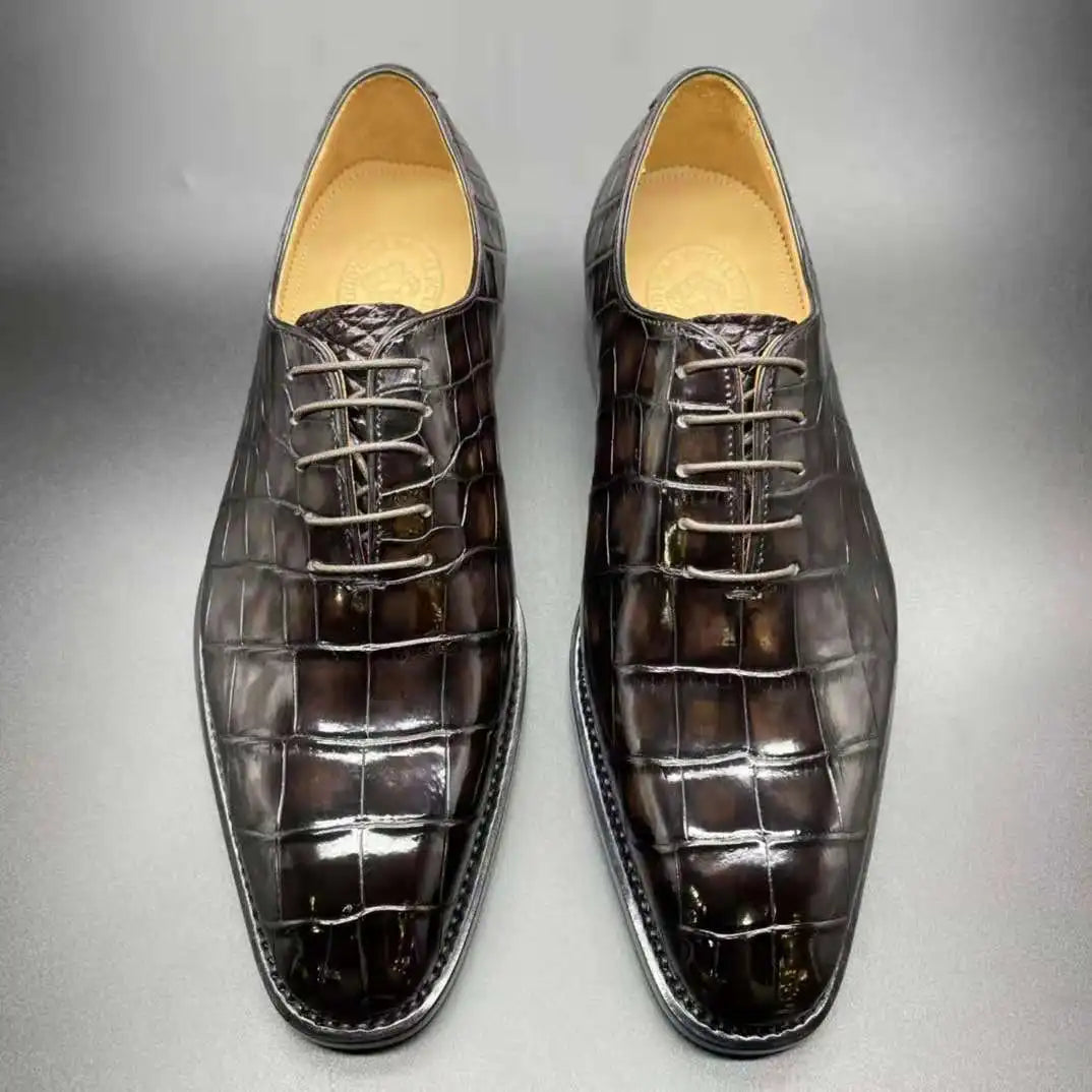 Goodyear Crocodile Skin Luxury Tuxedo Shoes for Men Genuine Alligator Leather Business Formal Shoes Men Trendy Office Shoes