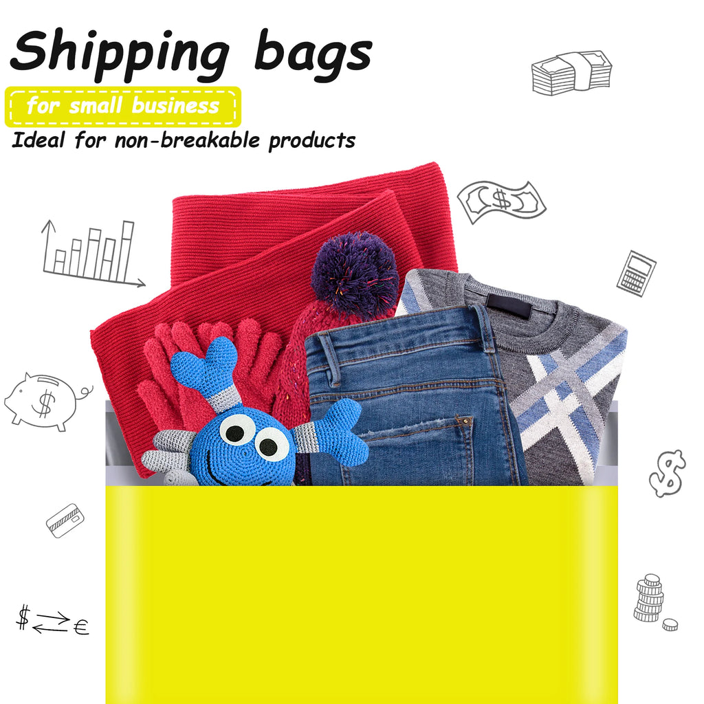 Yellow 10x13 Inch Poly Mailers 25 Pcs Biodegradable Tear-Resistant Waterproof Self-Seal Privacy Bags for Clothing Brands 2 Mil