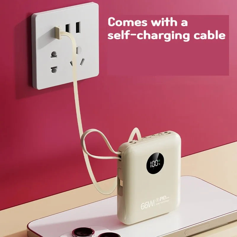 Portable 10000mAh Power Banks Station Small Mini 20W 22.5W Power Bank With Cable Min Small Tidesmit