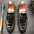 Trendy Genuine Crocodile Leather Shoes Black Gold Loafers Men Wedding Party Footwear Casual Shoes Slip-on Men's Dress Shoes