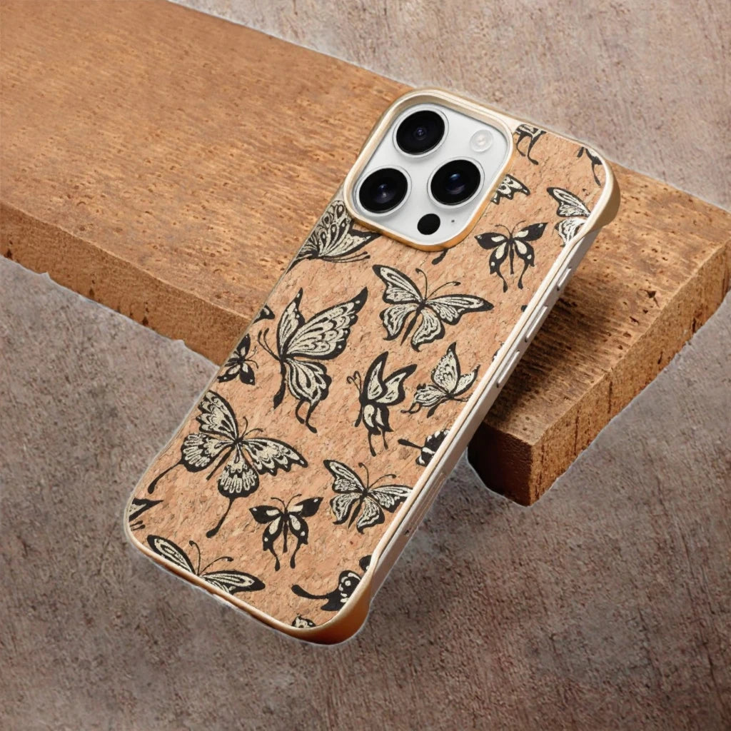 Denior Cork Material Invisible Magnetic Wireless Charging Phone Case for iPhone 16/15/14 Series Camera Screen Protector OPP Bag Tidesmit