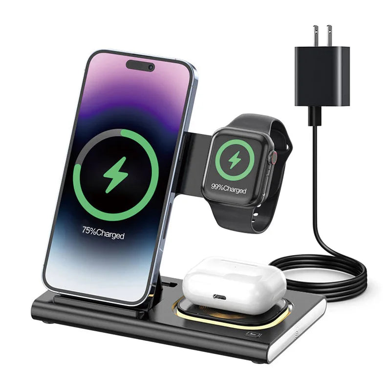 15W Fast Charging Station 3 in 1 Wireless Charger for Best Seller Products on Amazon 2024 in USA for Apple Samsung Multi Device Tidesmit