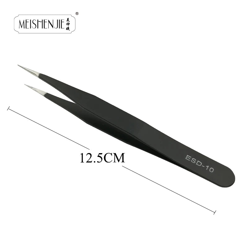 MEISHENJIE 1PC Stainless Steel Curved Straight Eyebrow False Eyelash Tweezers Nail Art Extension Makeup Tool Eeyelashes Tweezers False Eyelashes Tidesmit