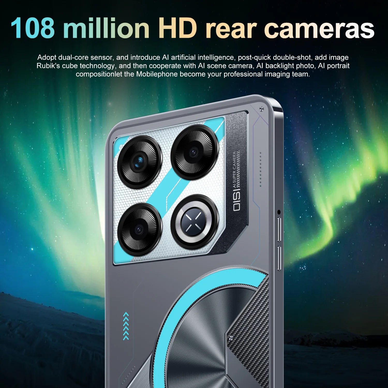 Tidesmit Gt20 Pro 7.3-inch 5G smartphone with 16GB RAM, 1TB storage, and dual high-res cameras in slim design.