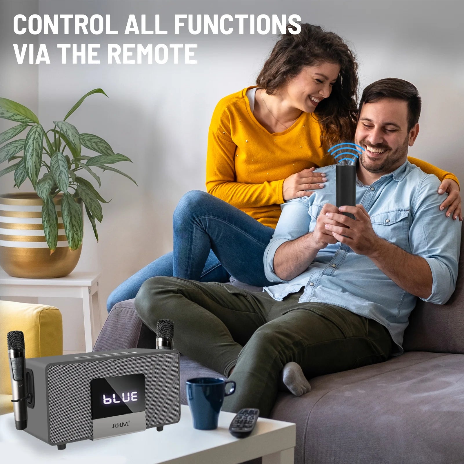 RHM K222 Wireless BT Karaoke Subwoofer Speaker Two Microphones Mini Design Wood Material DC Power Personal Remote Control Box My Store