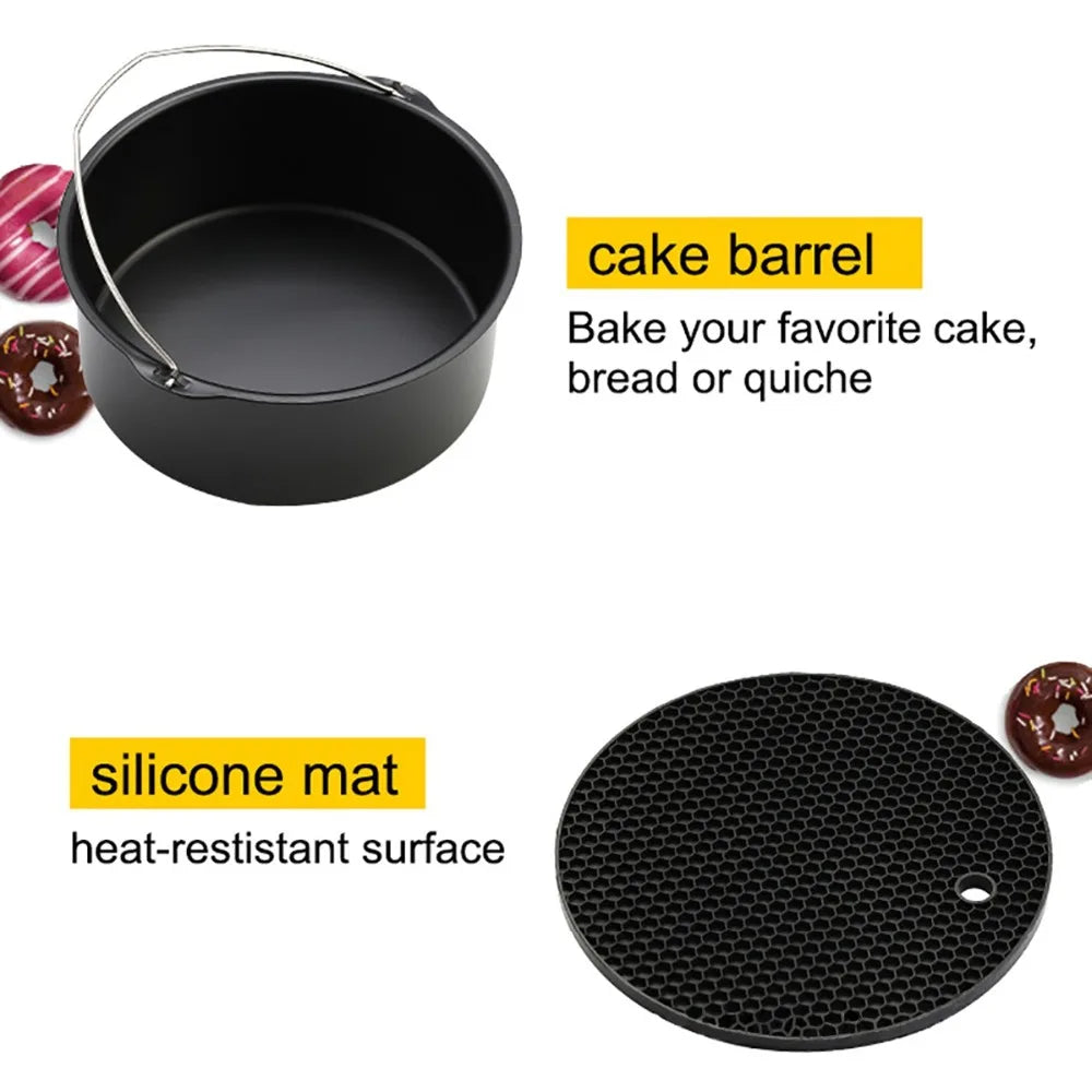 7 Inch / 8 Inch Air Fryer Accessories for Gowise Phillips Cozyna and Secura Fit all Airfryer 3.73.7 4.2 5.3 5.8QT baking pan