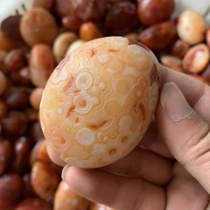 Wholesale Polished Natural Healing Crystals rare Gobi Agate Tibet Heaven Eye Stone Red Agate Palm Stone for Fengshui