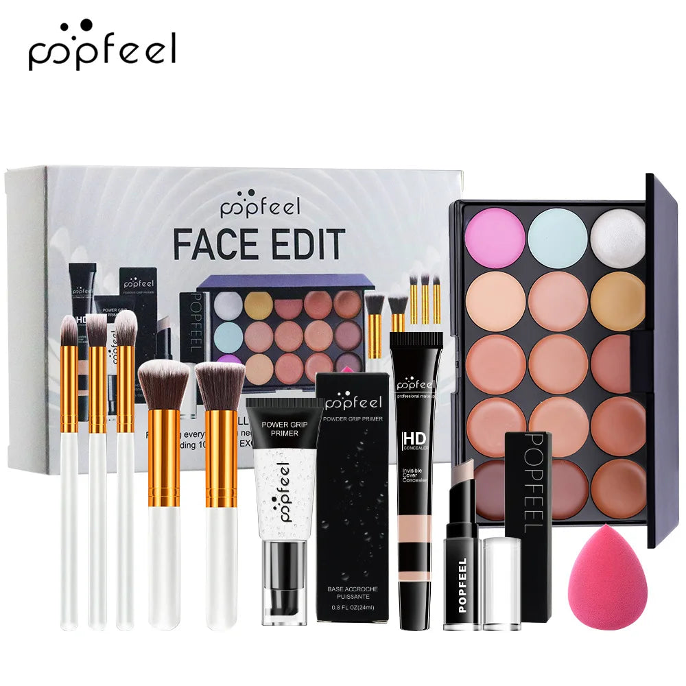 Wholesale Cheap and Good17 Styles Makeup Set Eyeshadow Lipstick Eyebrow Pencil Lip Gloss Makeup Brush Cosmetics Kit ALIBABA SET008A Tidesmit