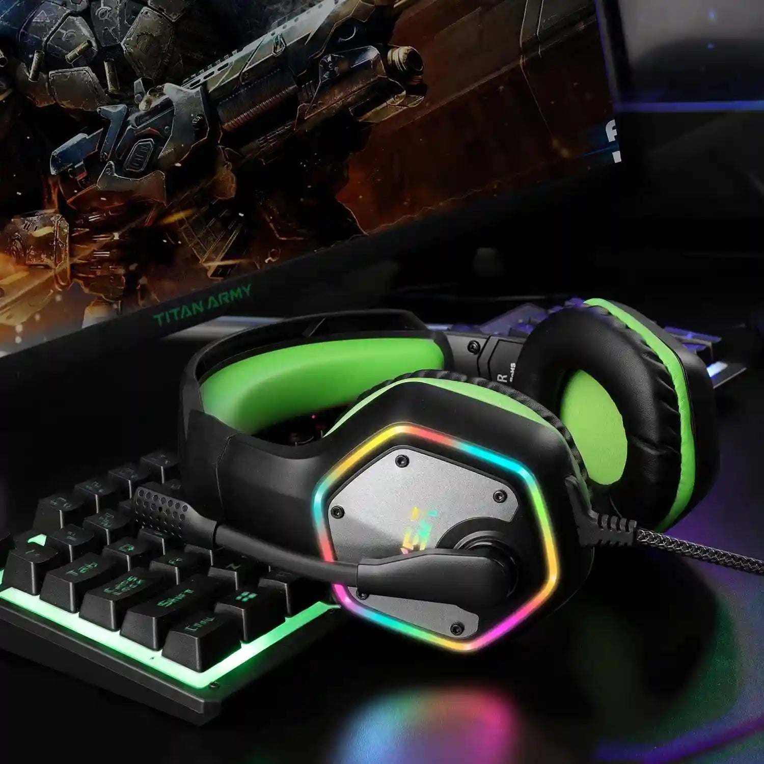 Wireless Gaming Headset with Mic - 7.1 Surround Sound for PC and PS5 Tidesmit