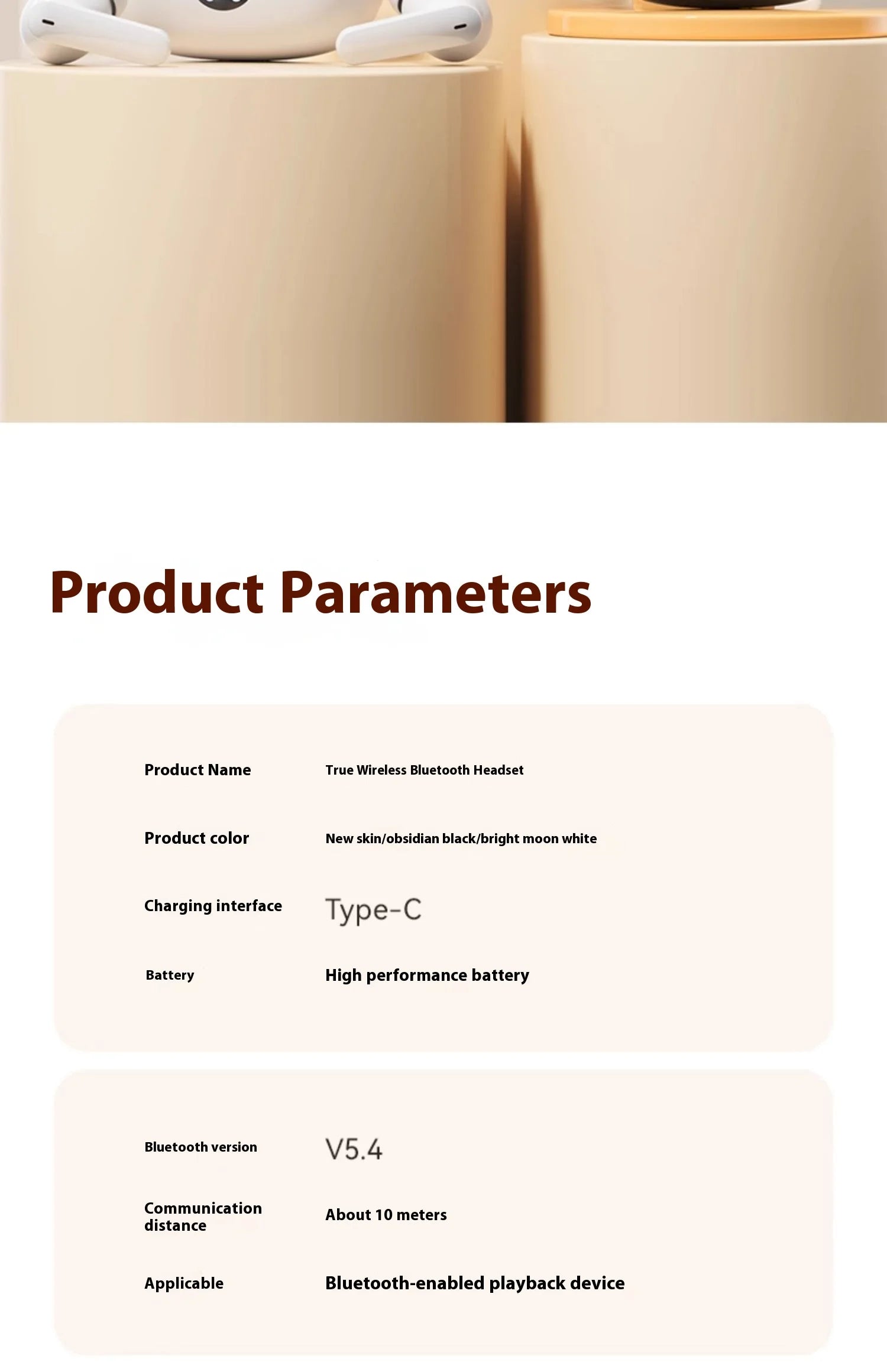 For Bluetooth In-Ear Headset LED Battery Wireless Noise Reduction Long Endurance High Sound Quality for Sports Running Tidesmit