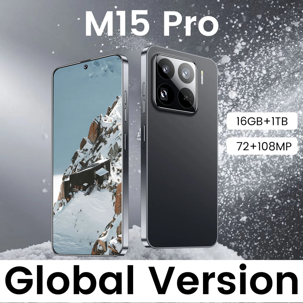 Wholesale M15 Pro 5G Smart Phone Unlocked Android 14 with Face Recognition 4G/5G 16GB+1TB Mobile Phones Cellphone - Tidesmit