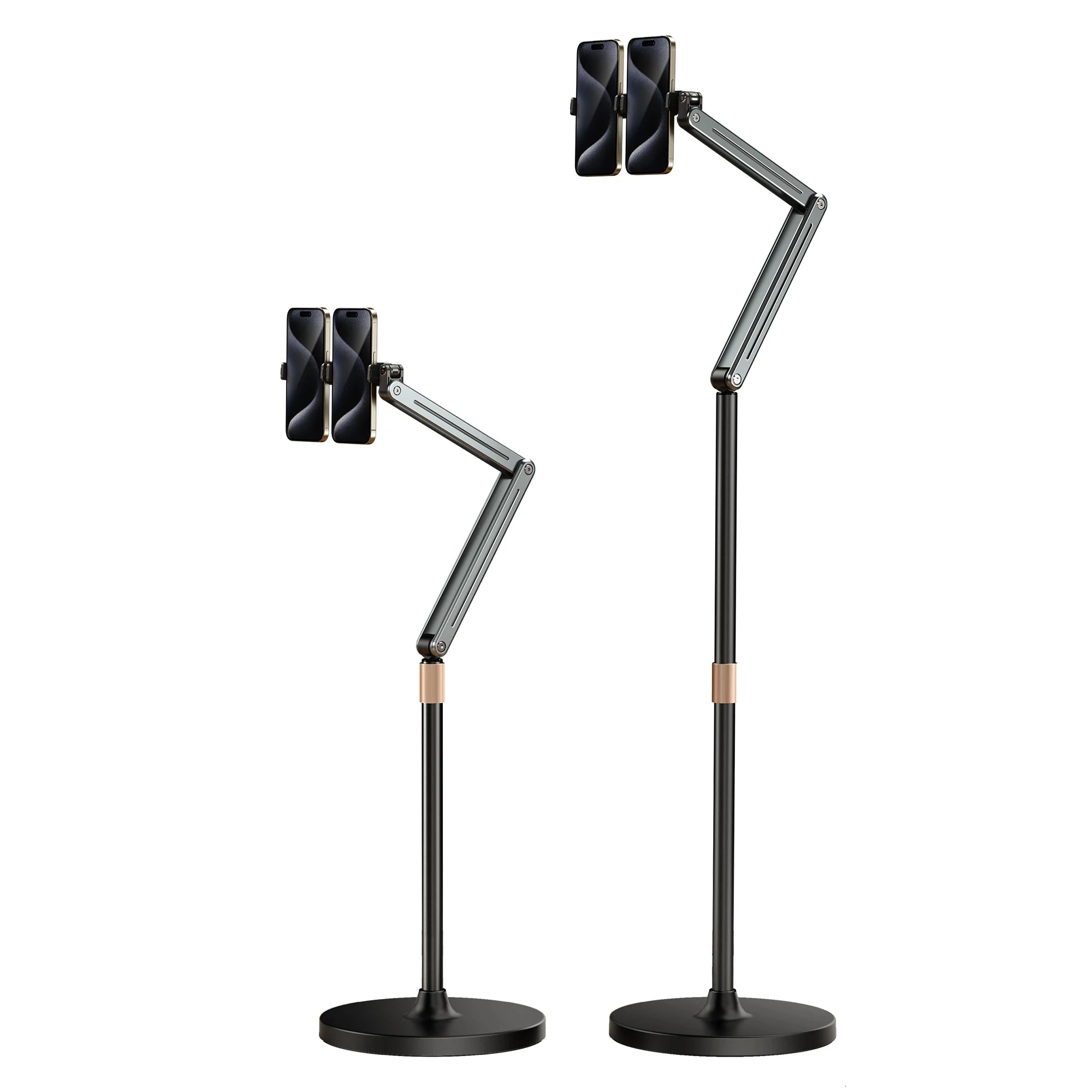 Mechanical Bed Phone 360-degree Adjustable Universal Compatible With Height Adjustable Phone Metal Holder Tablet Floor Stand Black-flexible rod Automatic clip Tidesmit
