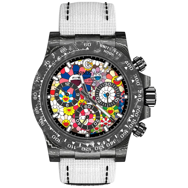 Day-tona Limited Edition Graffiti-Style Mechanical Watch-Carbon Fiber Case 40mm Sapphire Crystal Glass Pointer Hangzhou 20mm