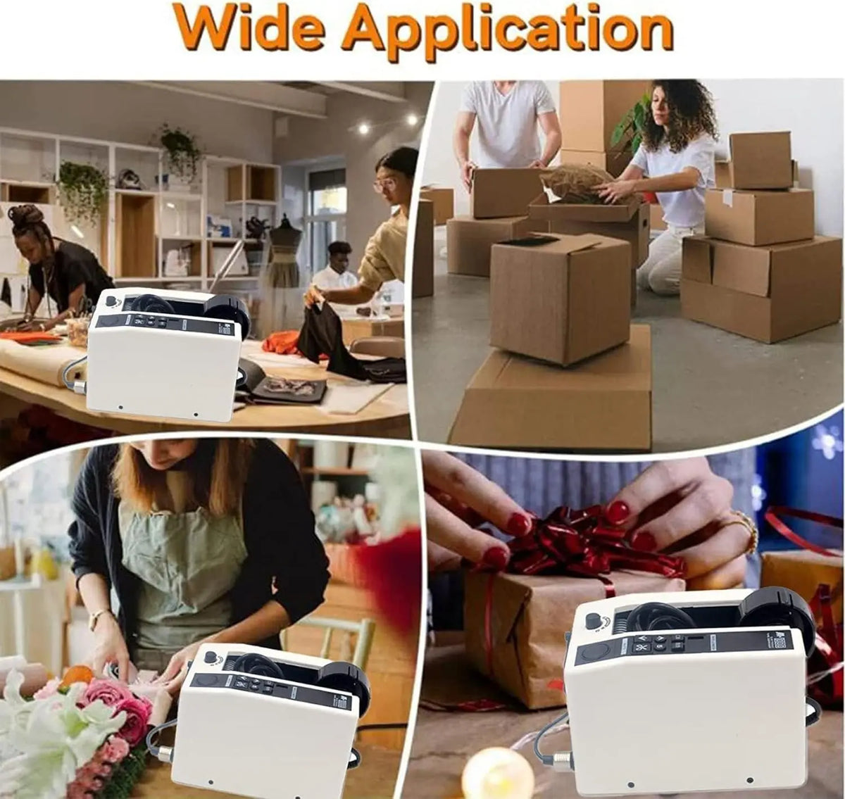 M-1000 Electric Tape Dispenser CE Certification for Apparels Commodities Paper Plastic Film Bottles Cans Cartons Machine