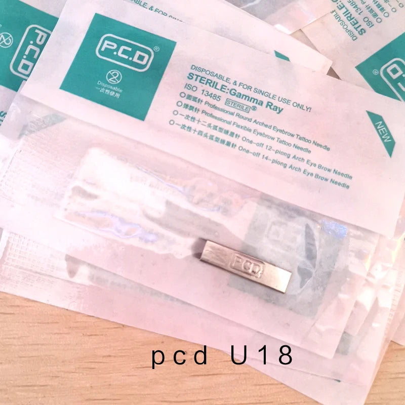 Microblading Blades 100pcs PCD Needle Set for Professional PMU Artists Permanent Makeup Machines 100pcs PCD U18 Tidesmit