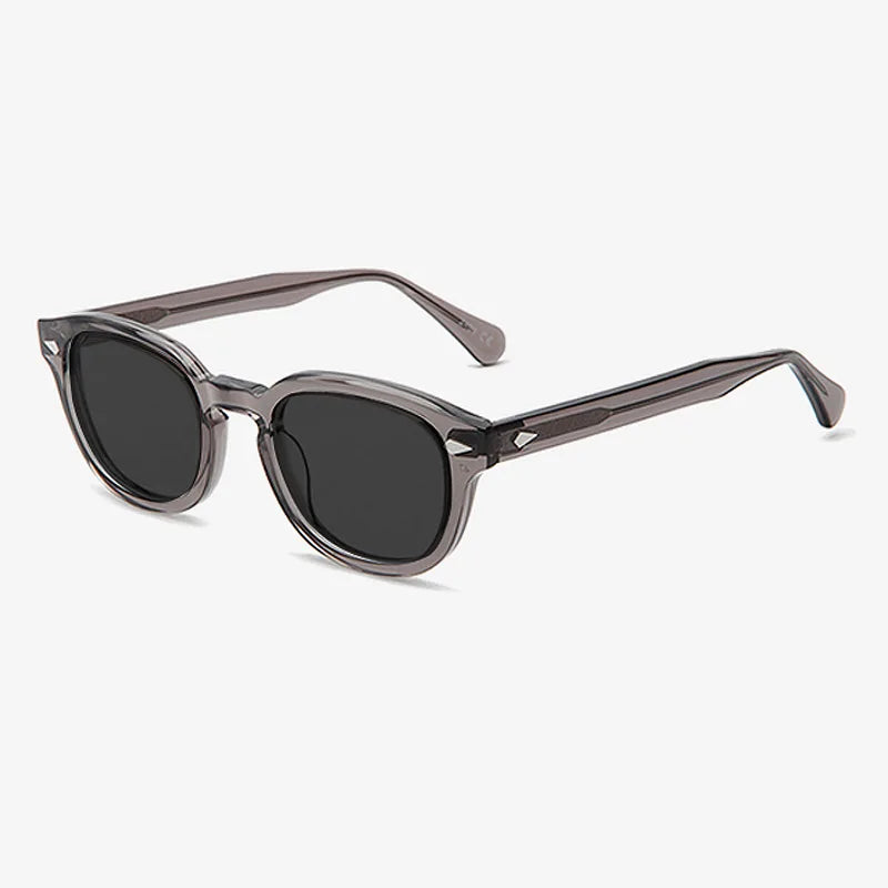 Unisex Handmade Acetate Sunglasses Custom Logo Stylish Round Luxury Vintage Classic Sunglasses in Black Frames
