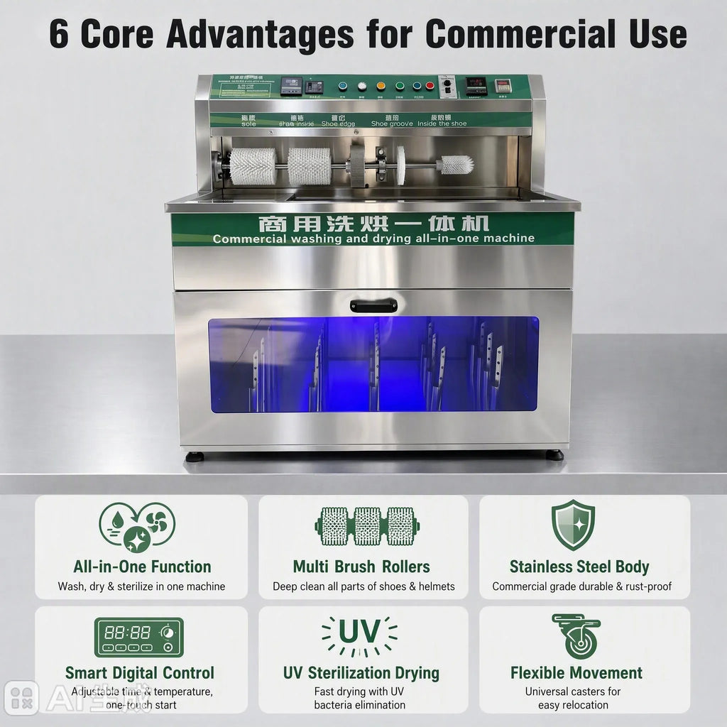 Automatic Commercial Shoe Washing Machine With Dryer Stainless Steel