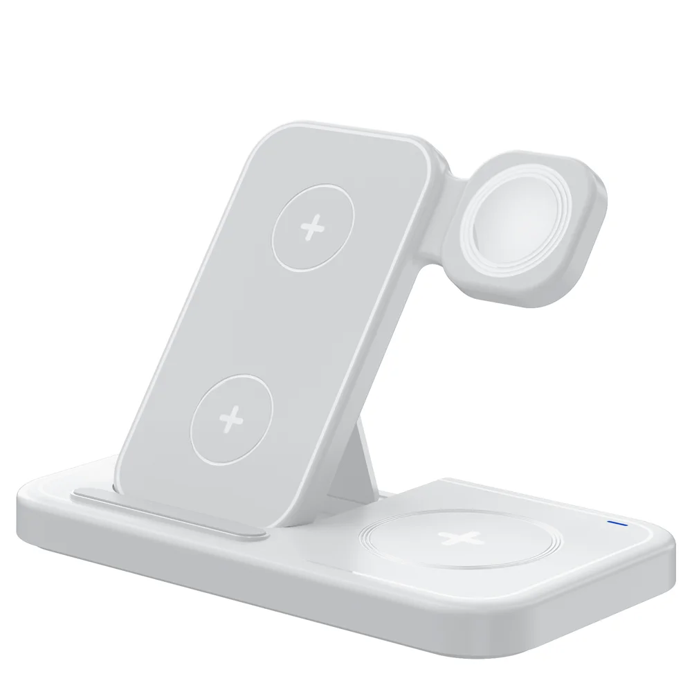 Shenzhen Factory's 3-in-1 15W/5W/3W Foldable Wireless Charger Holder for Smartphones Smart Watches Direct Multifunctional Device Tidesmit