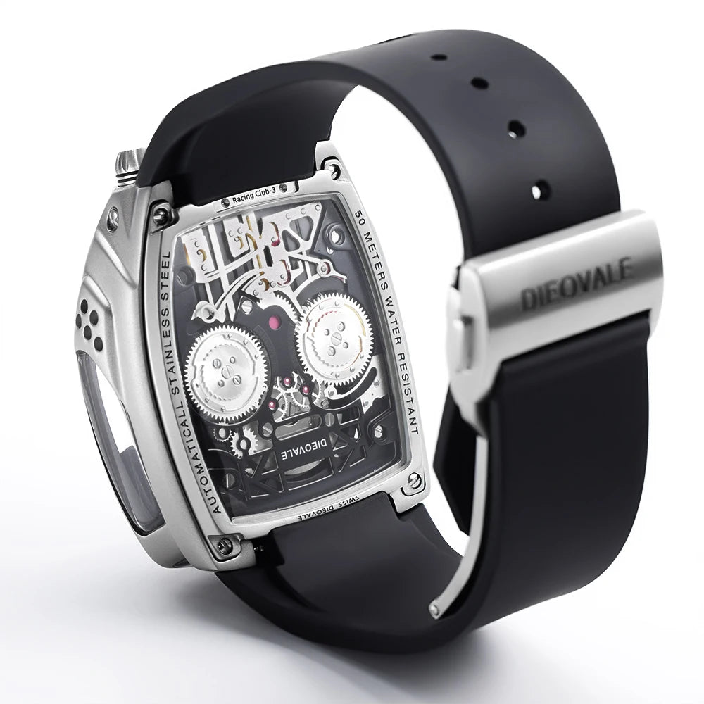 High-End Japanese Automatic Movement Watch Eco-Friendly Silicone Band with Stainless Steel Case Watch