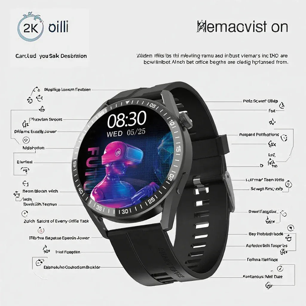 2025 WH8-B Smart Watch AMOLED Silica Gel Heart Rate Monitoring Multi-Sport Modes BT Calling DIY Dial-Activity Fitness Tracker - Tidesmit