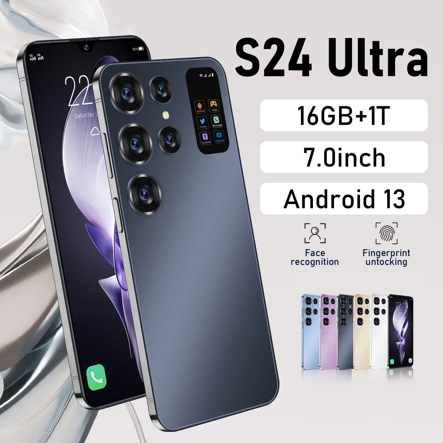 2024 New Arrival  S24 Ultra Smart Phone 7 Inch Mobile Phones 16+1TB Unlock S-Pen 5G WIFI Gaming Android HD LCD 65W - Tidesmit
