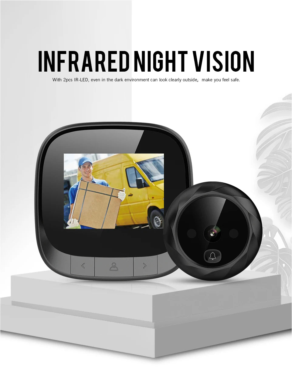 KAK 2.4"  LCD Screen Electronic Door Viewer Bell IR Night Door Peephole Camera Photo Recording Digital Door Camera Smart Viewer