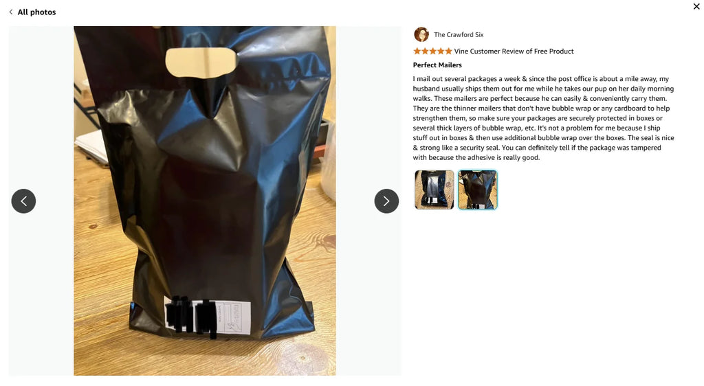 2-Day Shipping 5-Day Delivery 12x15.5-inch Black Poly Mailers 200 Pieces Tearproof Waterproof Thank You Tote Bag