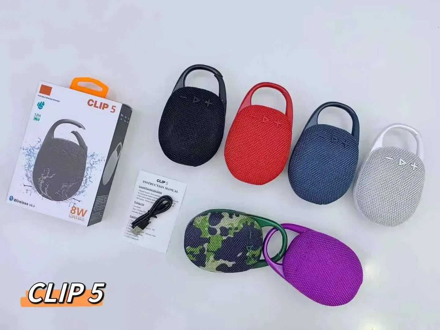 Clip5 Mini Portable Wireless BT Speaker 5W Bass Outdoor Sport Speaker Home Gift Clip4 Mini Boombox Speakers With Hook Purple My Store