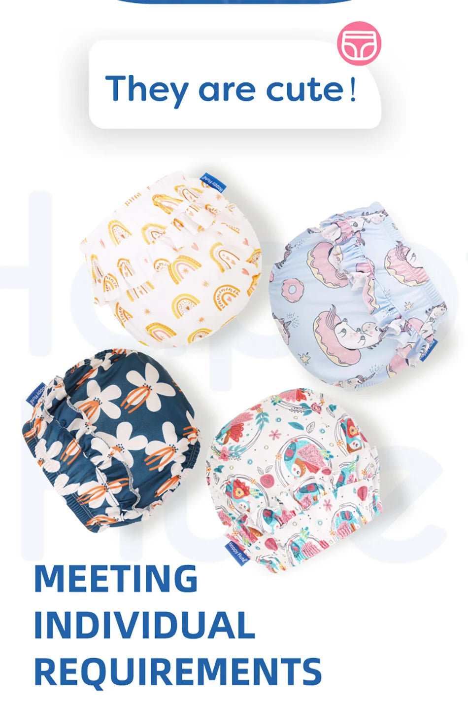 HappyFlute New Print 3Sizes 6-25Kg Soft Waterproof Swimming Pants Flower Wavy Edge Baby Girl's Printed Cloth Diaper Beach Pants