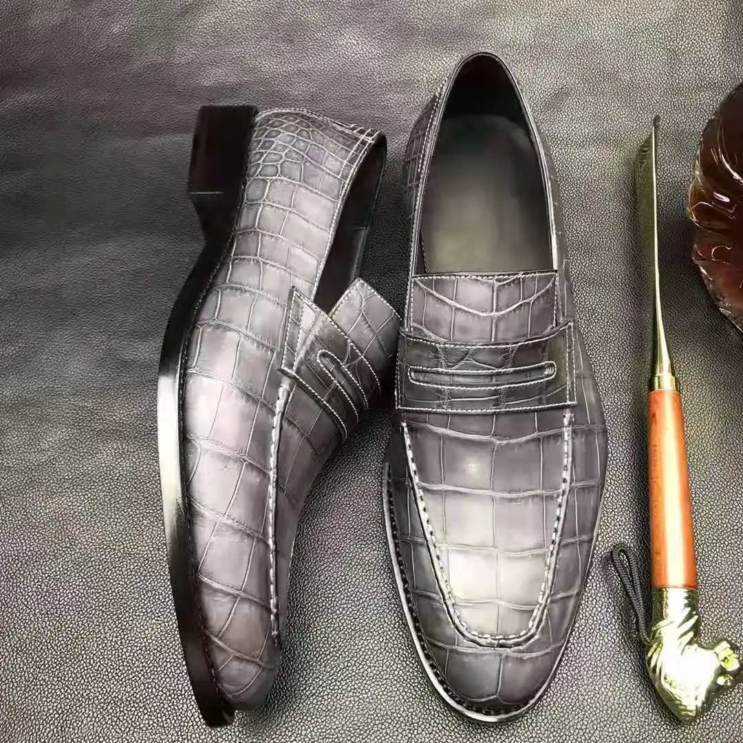 Goodyear Genuine crocodile Leather Loafers Men Luxury Casual Loafer Shoes for Men alligator Skin Custom Dress Shoes Men