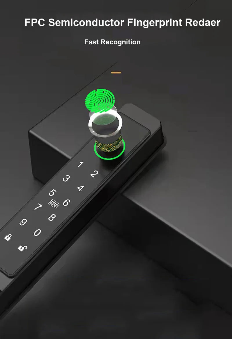 3CM Width Waterproof Aluminum Door Lock Bluetooth Fingerprint Digital Code TTLock Smart Sliding Door Lock 2885 3585 4585 Mortise