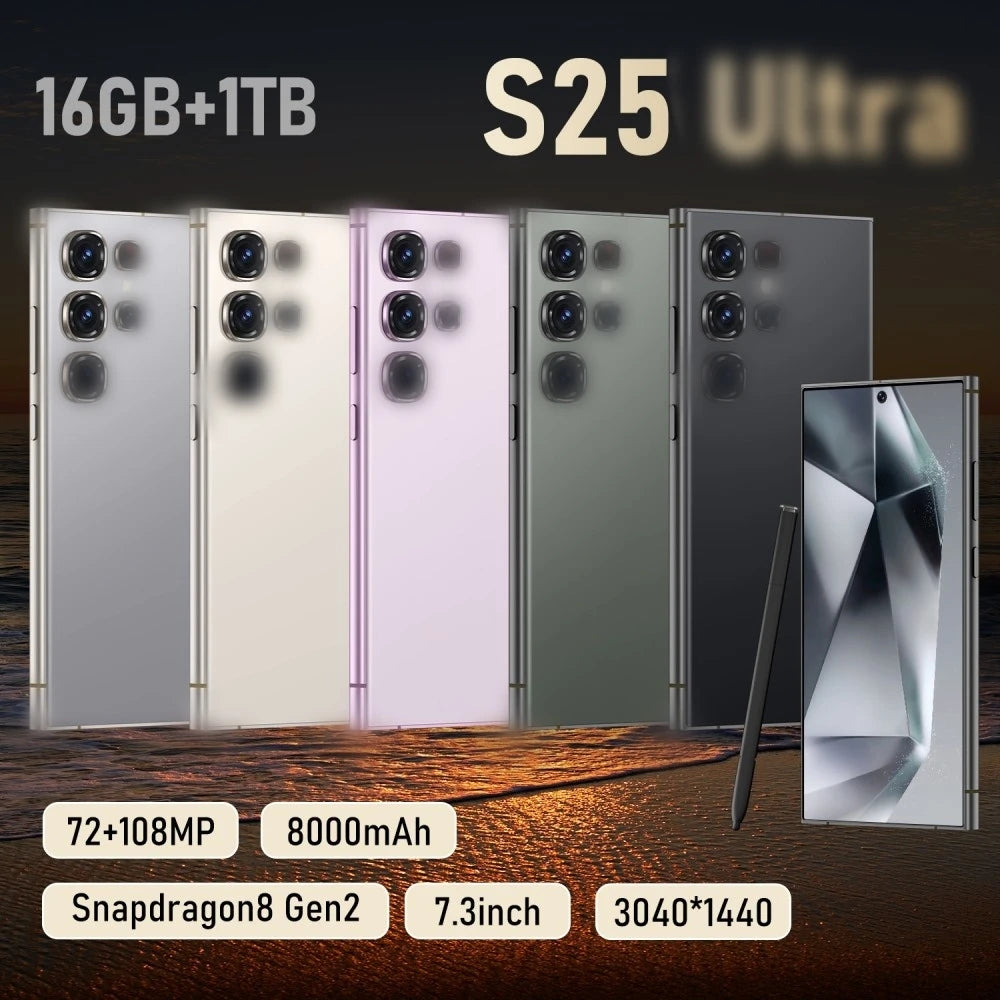 Hot Selling RTS S25 Original 16gb+1tb 72MP+108MP Face Unlock Full Display Android 14 Cell Phone Smart Mobile Phone 7.3inch - Tidesmit
