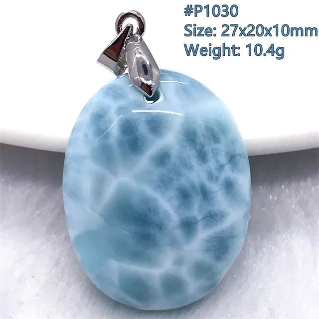Natural Blue Larimar Trendy Necklace Pendant Women Men Gift Beads 925 Sterling Silver Dominica Water Drop Crystal Stone Jewelry