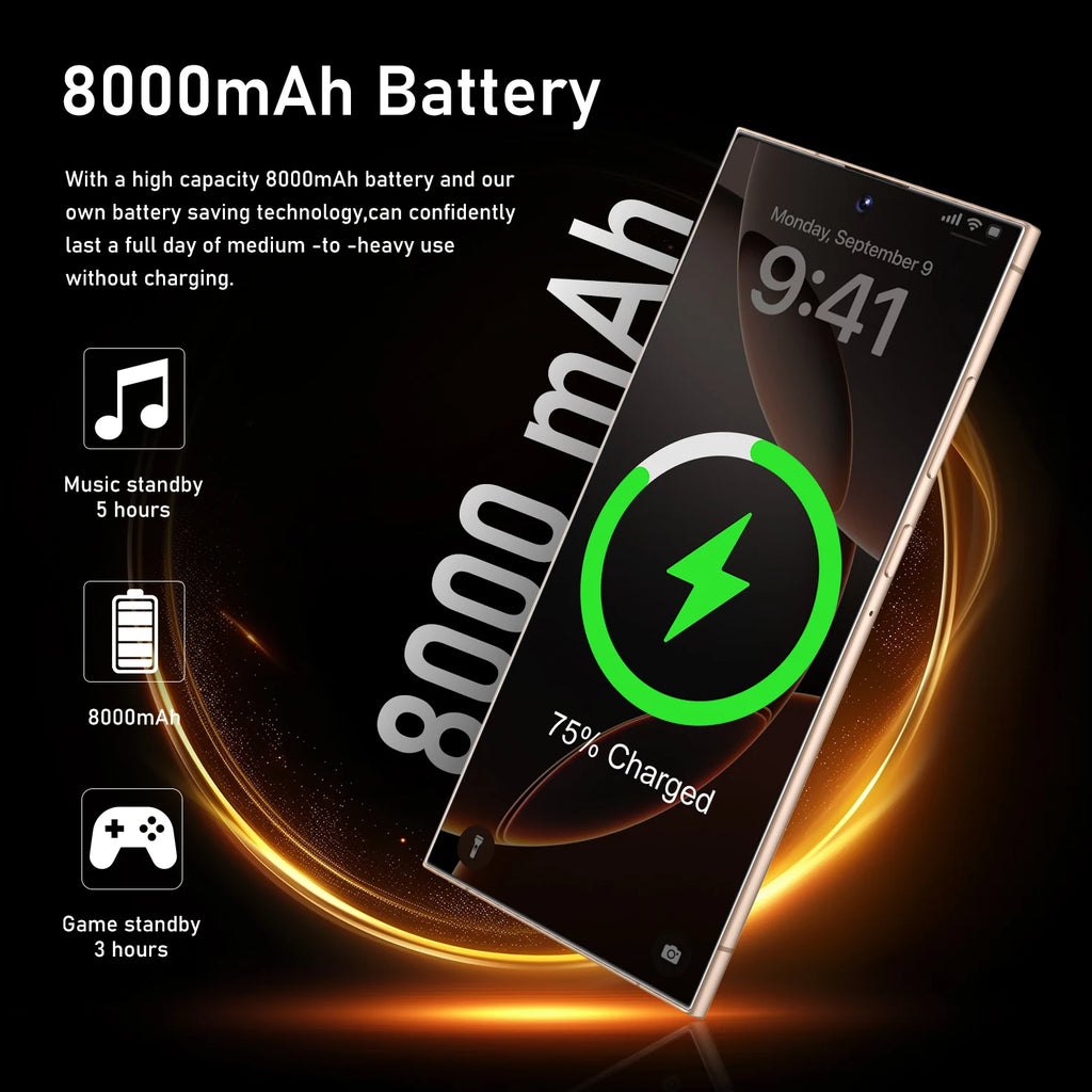 8+256GB Smartphone Android Cell Phone Mobile Phones Original Cellphone 7.3 Inch 4G 5G GSM WiFi Touch Screen Smart Phone - Tidesmit