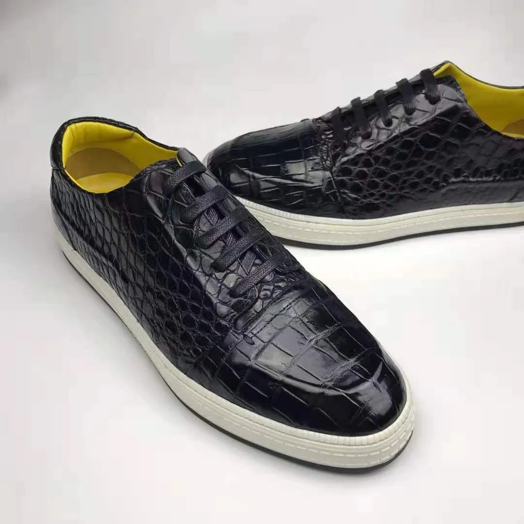 Crocodile Leather New Comfortable China Shoes Men's Sneakers Handmade Ladies Shoes Sneakers Custom Walking Sports Shoes Men