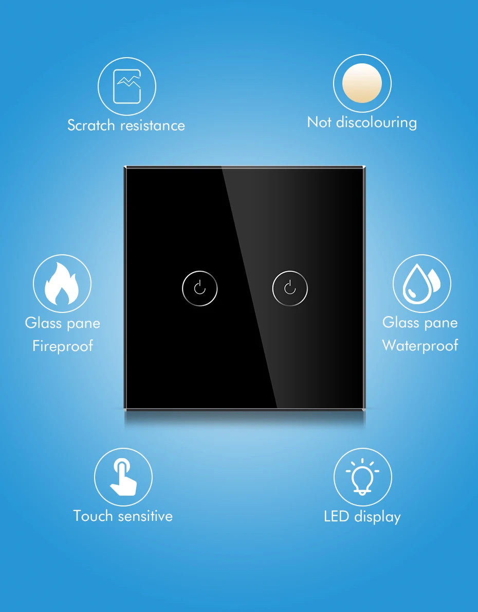 WiFi Smart Light Switch Touch Glass Panel - App-Controlled Automation Tidesmit