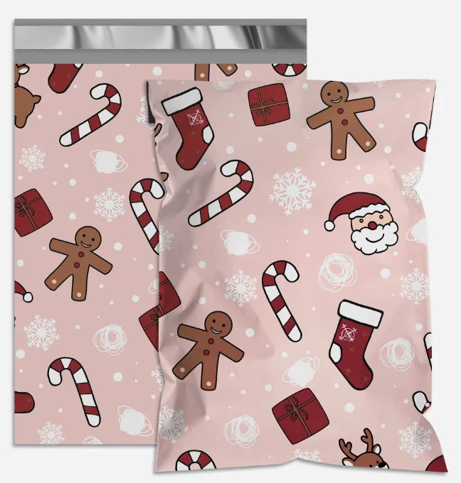 2-Day Shipping 5-Day Delivery 10x13 Inch Light Pink Christmas Poly Mailers 100 Pcs 1.5mil Thick Waterproof Holiday Apparel
