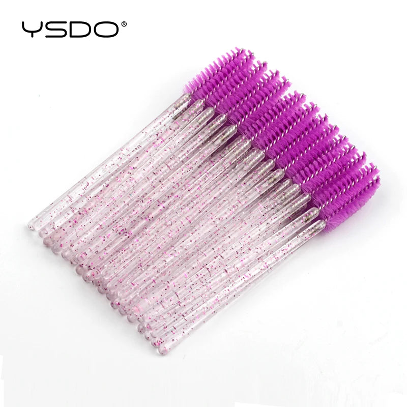 5/50 Pcs Eyelash Brushes False Eye Lashes Extension Tools Eyebrow Brush Mascara Wands Applicator Spoolers Lashes Cosmetic Tool False Eyelashes Crystal Purple Tidesmit