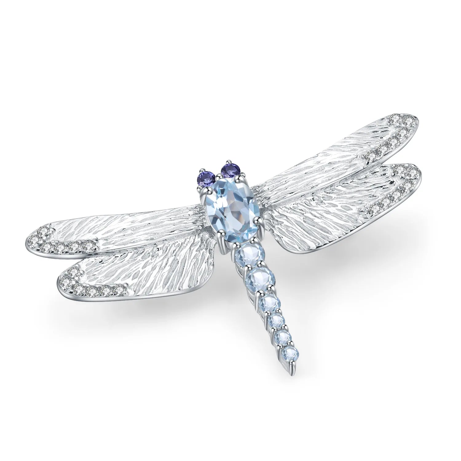 TIANSHE New Chinese Style Vintage Original Natural Gemstone Dragonfly Brooch High-end S925 Pure Silver Suits Accessories Gift