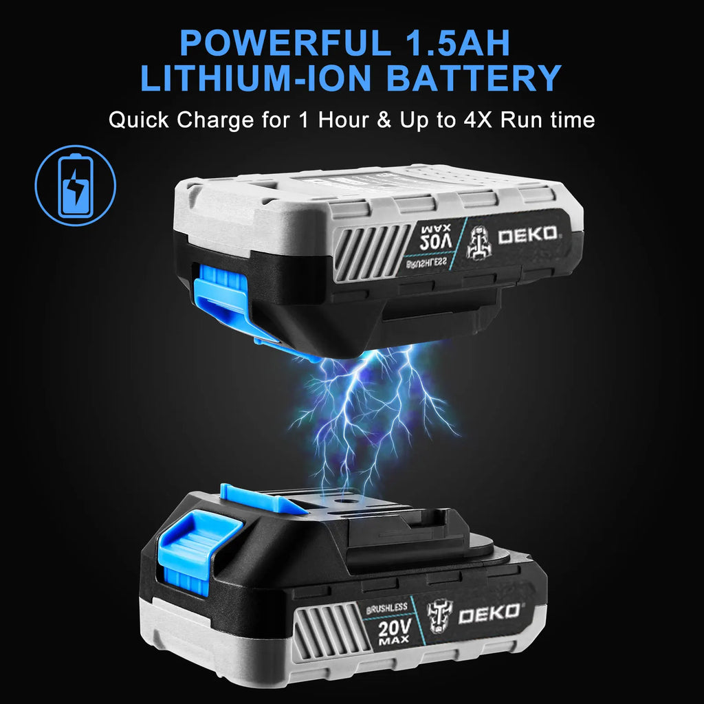 DEKO 20V DKBL20DU3 Brushless Cordless Drill Combo Kit Mini Electric Screwdriver 2 Speed Power Tools for Woodworking