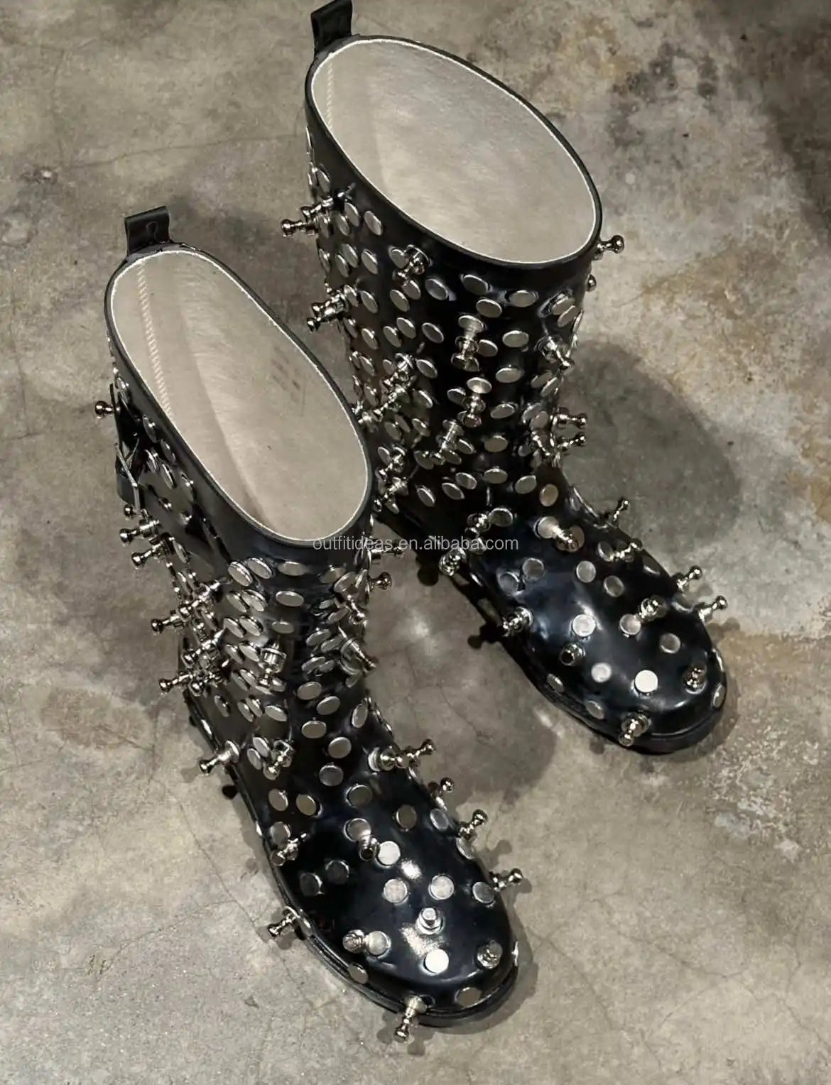 REMAKE UPCYCLE Handmade Brass Rivets Boots Dice Patchwork Branded Unisex Women Menswear Luxury Vintage Remark Shoes for Men