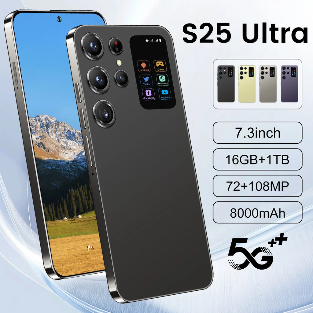 S25 Android 5G Smartphone with 108MP camera and 1TB storage in sleek mobile design