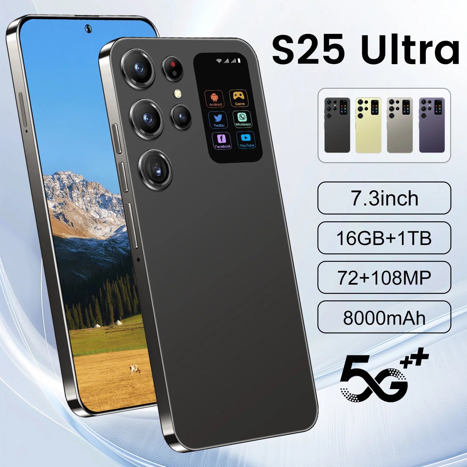 S25 Android 5G Smartphone with 108MP camera and 1TB storage in sleek mobile design